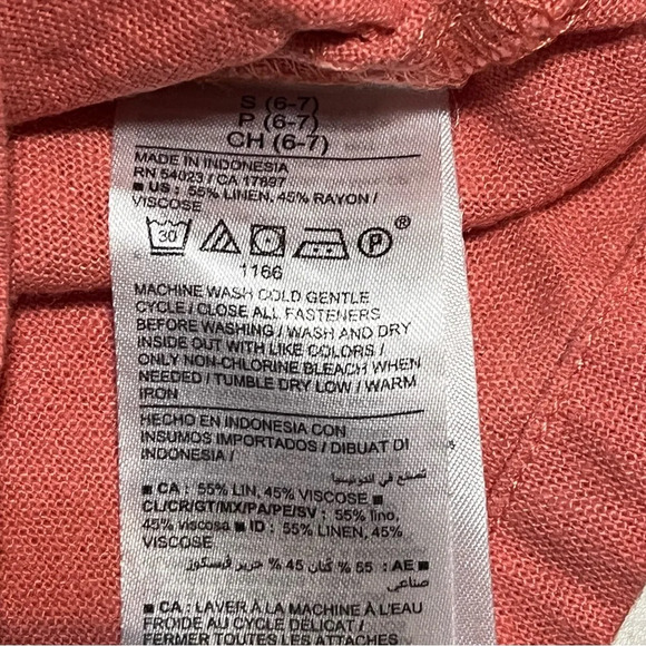 Old Navy Coral Linen Girls Romper size small (6-7) - Picture 6 of 9